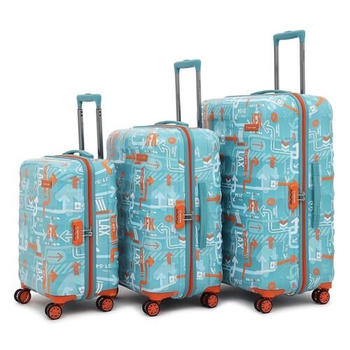 uppercase Jfk Inline Trolley Bag Set Of 3 Small Medium Large Polycarbonate 8 Wheel Teal Blue